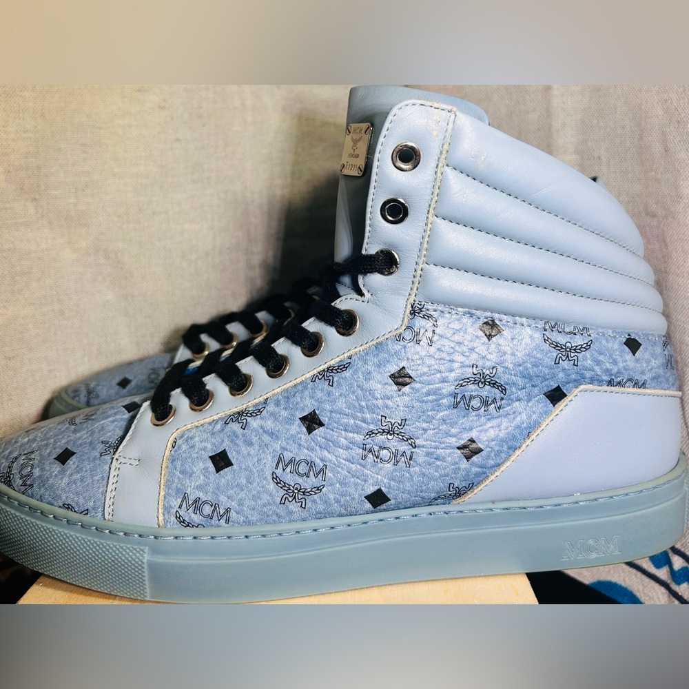 MCM visetos blue Leather high top Iconic sneakers | GC | No Box - Picture 9 of 15